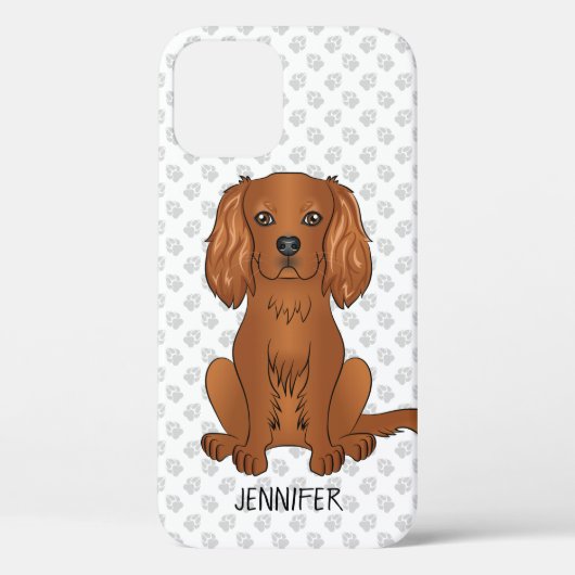 ルビー キャバリア・キング・チャールズ・スパニエル + 名前 Case-Mate iPhoneケース (裏面)