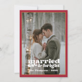 ルビー&ゴールドの新婚夫婦のクリスマス シーズンカード (正面)