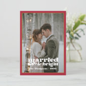 ルビー&ゴールドの新婚夫婦のクリスマス シーズンカード (スタンド正面)