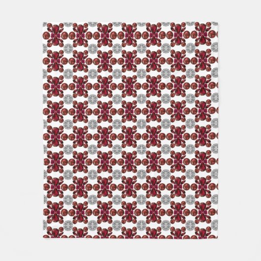 ルビー&ダイヤモンドジェムストーンアートレッド フリースブランケット (正面)