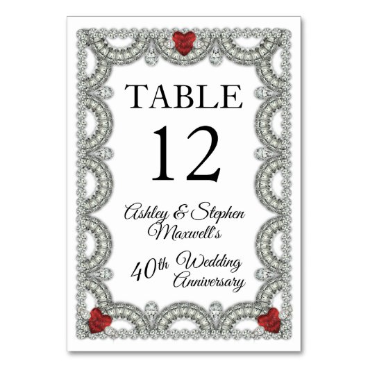 ルビー・ダイヤモンド 40周年結婚記念日パーティー テーブルナンバー (正面)