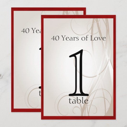 ルビー ハート 40周年 テーブルナンバー (正面/裏面)