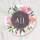 ルビー ピンク 牡丹 花 ボタニカル ウェディング フェイバータグ (裏面)