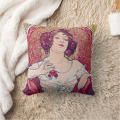 ルビー(四宝石)、アルフォンスミュシャ クッション (ブランケット)