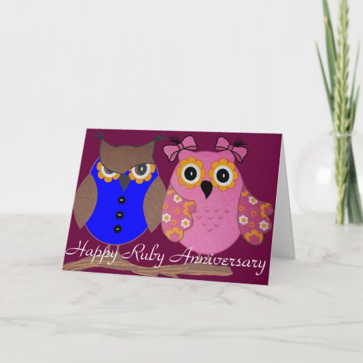 ルビー 結婚記念日 グリーティング カード (正面)