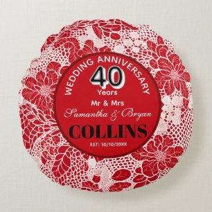 ルビー 結婚40周年記念 オーダーメイド ラウンドクッション