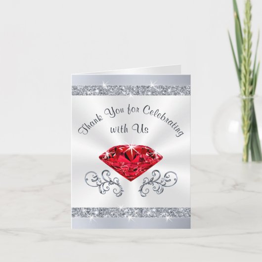 ルビー 結婚40周年 お礼状 サンキューカード (正面)