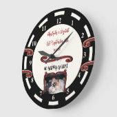 ルビー 結婚40周年 名前と写真を追加 ブラック ラージ壁時計 (傾斜)