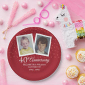 ルビー 結婚40周年 2 フォト ペーパープレート (パーティー)