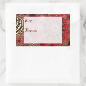 ルビー&金ゴールドギフトラベルシール 長方形シール (バッグ)