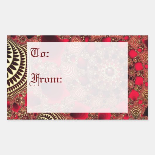 ルビー&金ゴールドギフトラベルシール 長方形シール (正面)