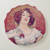 ルビー(4宝石)、アルフォンスミュシャ装飾用クッション ラウンドクッション (裏面)