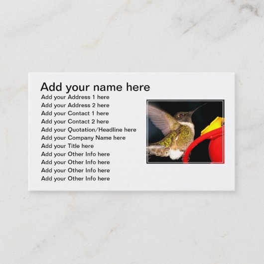 ルビーThroatedハチドリ 名刺 (正面)