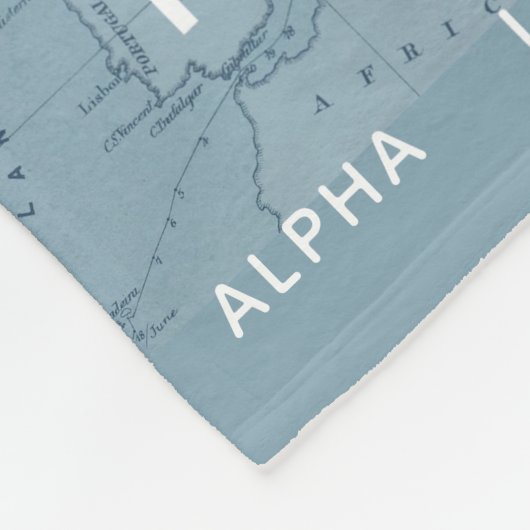 ルビ文字パーソナライズされたヴィンテージの青のマップ フリースブランケット (角)