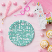 ルビ文字（青と白） ペーパープレート (パーティー)