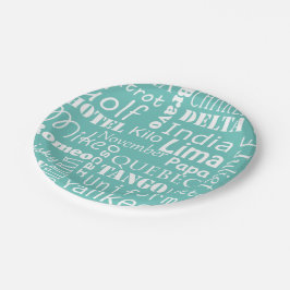 ルビ文字（青と白） ペーパープレート