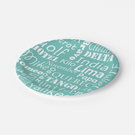 ルビ文字（青と白） ペーパープレート (アングル)