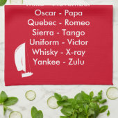 ルビ赤い帆船 キッチンタオル (折り畳み)