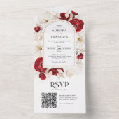 ルビ赤と白結婚フローラ オールインワン招待状 (内側)