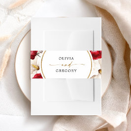 ルビ赤と白結婚フローラ 招待状ベリーバンド