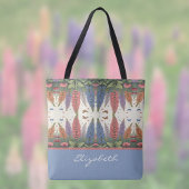 ルピネの花と蝶ヴィンテージモノグラム トートバッグ