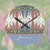 ルピネの花と蝶ヴィンテージモノグラム ラウンド壁時計