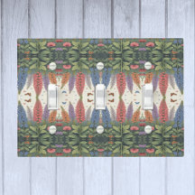 ルピネの花と蝶ヴィンテージ模様