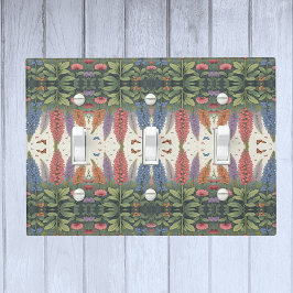 ルピネの花と蝶ヴィンテージ模様