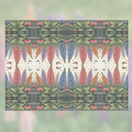 ルピネの花と蝶ヴィンテージ模様 薄葉紙