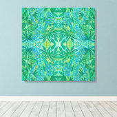 ルピネの花ボヘミアンアラベスクパターングリーン キャンバスプリント (インサイチュ (ウッドフロア))