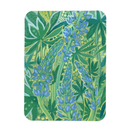 ルピネ花サマーワイルドフラワー絵画ズ マグネット (縦)