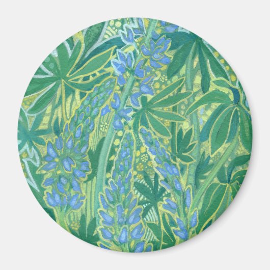 ルピネ花サマーワイルドフラワー絵画ズ マグネット (正面)