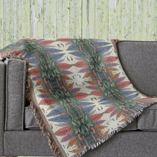 ルピネ花蝶ヴィンテージ花柄 スローブランケット