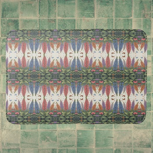 ルピネ花蝶ヴィンテージ花柄 バスマット