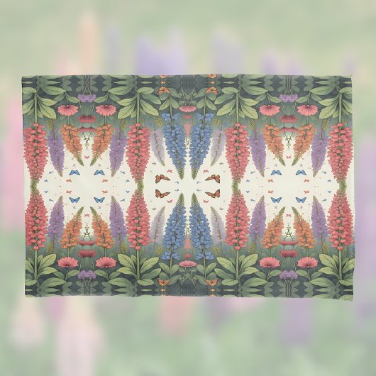 ルピネ花蝶ヴィンテージ花柄 枕カバー