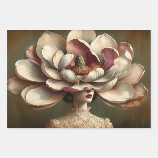 ルフェムマグノリアデカップラッピングギフト紙 ラッピングペーパーシート (正面)