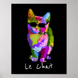 ルフランスのチャモダンアクールポップ・アートのー猫 ポスター