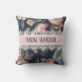 ルブードワールノワールヴィンテージレースアンドファブリック クッション