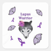 ルプスウォリアウルフパープルリボンバタフライ スクエアシール (正面)