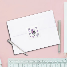 ルプスウォリアウルフパープルリボンバタフライ スクエアシール