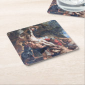 ルベンスの十字架の上げ スクエアペーパーコースター (アングル)