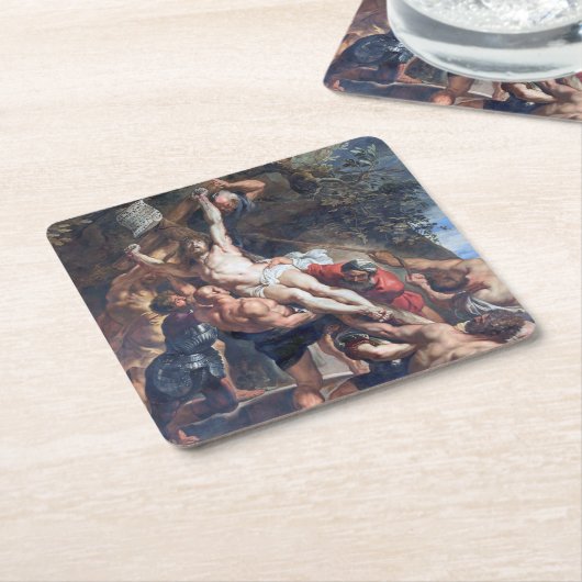 ルベンスの十字架の上げ スクエアペーパーコースター (アングル)