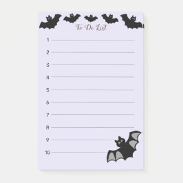 ルベンダー色のToDoリストに飛ぶハロウィンのコウモリ ポストイット
