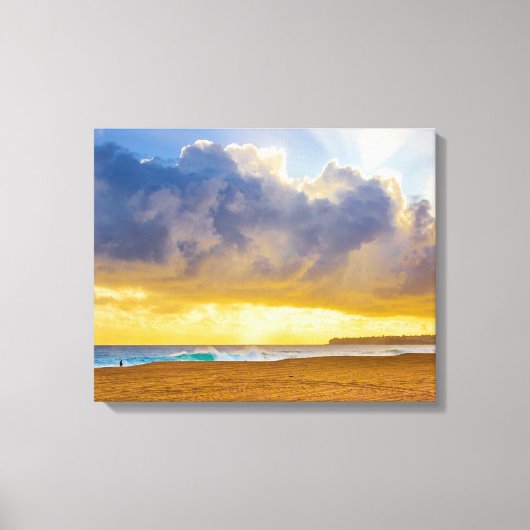 ルマハイビーチ、カウアイ、ハワイ キャンバスプリント (正面)