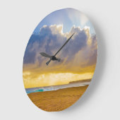 ルマハイビーチ、カウアイ、ハワイ ラージ壁時計 (傾斜)