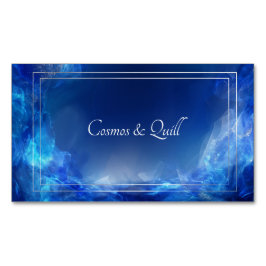 ルミナスエーテル抽象芸術ブルー&シルバー マグネット名刺