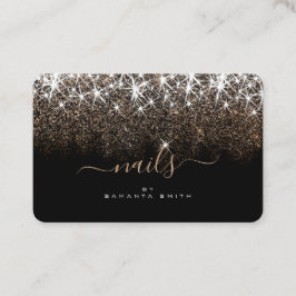 ルミナスゴールデングリッターグラムスターズ爪、 ネイルデザイナー 名刺