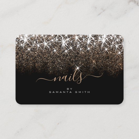 ルミナスゴールデングリッターグラムスターズ爪、 ネイルデザイナー 名刺 (正面)