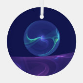 ルミナスブルーパープルドリーム抽象芸術フラクタルアート ガラスオーナメント (裏面)