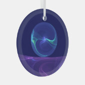 ルミナスブルーパープルドリーム抽象芸術フラクタルアート ガラスオーナメント (正面右)